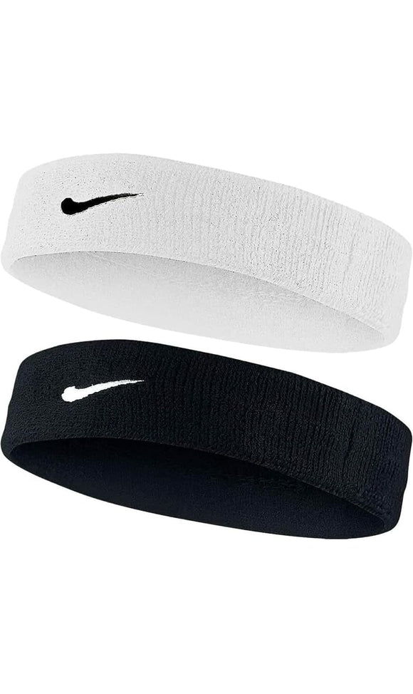 Cotton Sport Headband For Men And Women -Workout & Running, Gym ,Yoga and-All Sports Wear Headband Fitness Band Unisex, Pack Of 2 (Black & White)