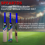 Sppartos Ultimate Double Blade Kashmir Willow Cricket Bat for Leather Ball Play at cheap price