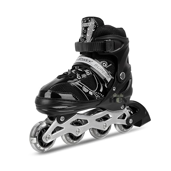 In-line Skates Adjustable Size LED Flash Wheels Aluminium Frame Skating Shoes with Strong Wheels for Ages 6-15 Years Inline Skates