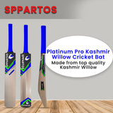 Sppartos Platinum Pro Kashmir Willow Cricket Bat with Singapore Cane Handle for Leather Ball Play with Toe Guard on Sppartos.com. at cheapest cost