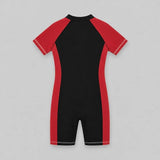 Unisex One Piece Swimsuit with Front Zip Closure | Half Sleeve Athletic Swimwear with Knee Length Fit | Comfortable Pool and Beach Swimming Costume for Kids
