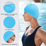 Bubble Swim Cap Waterproof Hair Protection Cap for Long Hair, Comfortable and Flexible for Swimming and Water Sports Women Men Adults Kids