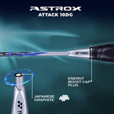 Yonex Astrox Attack 10DG Ultra Strong | Made with Japanese Graphite | Strung Badminton Racquet with Full Cover (80 Grams - 35 Lbs, Silver)