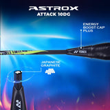Yonex Astrox Attack 10DG Ultra Strong | Made with Japanese Graphite | Strung Badminton Racquet with Full Cover (80 Grams - 32 Lbs, Legion Blue)