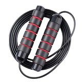 Steel Wire Jump Rope, Portable Comfortable Foam Handle Fitness Skipping Rope for Outdoor (Black Red)