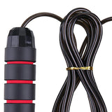 Steel Wire Jump Rope, Portable Comfortable Foam Handle Fitness Skipping Rope for Outdoor (Black Red)