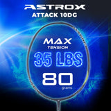 Yonex Astrox Attack 10DG Ultra Strong| Made with Japanese Graphite | Strung Badminton Racquet with Full Cover (80 Grams - 32 Lbs, Black)