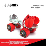 JJ Jonex Baby Deluxe Red Adjustable Quad Roller Skates For Kids (3-7 Year)