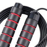 Steel Wire Jump Rope, Portable Comfortable Foam Handle Fitness Skipping Rope for Outdoor (Black Red)