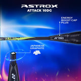 Yonex Astrox Attack 10DG Ultra Strong| Made with Japanese Graphite | Strung Badminton Racquet with Full Cover (80 Grams - 32 Lbs, Black)