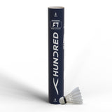 Hundred F7 Feather Shuttlecock | Professional Feather Badminton Shuttlecocks | Natural Cork & Duck Feathers | Speed 76 | Pack of 12 | White
