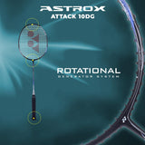 Yonex Astrox Attack 10DG Ultra Strong | Made with Japanese Graphite | Strung Badminton Racquet with Full Cover (80 Grams - 35 Lbs, Silver)