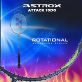 Yonex Astrox Attack 10DG Ultra Strong| Made with Japanese Graphite | Strung Badminton Racquet with Full Cover (80 Grams - 32 Lbs, Black)
