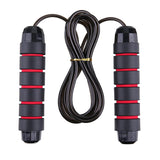 Steel Wire Jump Rope, Portable Comfortable Foam Handle Fitness Skipping Rope for Outdoor (Black Red)