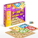 CLAPJOY 2-in-1 Wooden Ludo and Snake & Ladders, Board Game - Premium Travel-Friendly Game Set - Durable Wooden Board with Professionaly Crafted| Ideal for Parties, Fun, and Family Game Nights