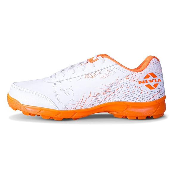 Nivia Bounce Cricket Shoes for Men (White/Orange)