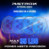 Yonex Astrox Attack 10DG Ultra Strong| Made with Japanese Graphite | Strung Badminton Racquet with Full Cover (80 Grams - 32 Lbs, Black)