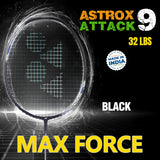 YONEX Astrox Attack 9 Badminton Racket (G4, 4U BLACK)