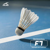 Hundred F7 Feather Shuttlecock | Professional Feather Badminton Shuttlecocks | Natural Cork & Duck Feathers | Speed 76 | Pack of 12 | White