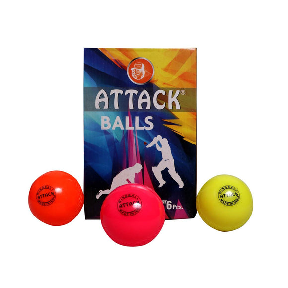 Attack Multicolor Synthetic Wind Balls for Cricket (Pack of 6)