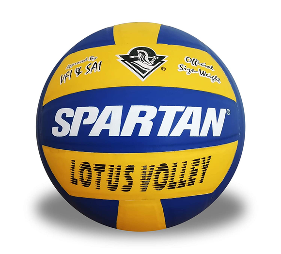 Spartan Lotus Volley Korean Pu Volleyball - Size 4 (Yellow and Blue)
