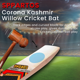Sppartos Corona Kashmir Willow Cricket Bat with Half Cane Handle For Leather/Hard Tennis Ball Play