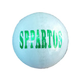Light blue ball with 'Sppartos' text in green on a white background