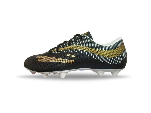 The Sega Winner Football Shoes offer you top-notch performance on any ground. These shoes are made with an upper shell of water-resistant synthetic, and a sole consisting of a TPU material that is ideal for both hard and turf grounds. With a lace-up fastening and stylish solid pattern, these shoes will make you look and feel great.