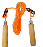 Adjustable Skipping Rope with Wooden Handle and Heavy Plastic Rope
