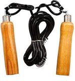 Adjustable Skipping Rope with Wooden Handle and Heavy Plastic Rope