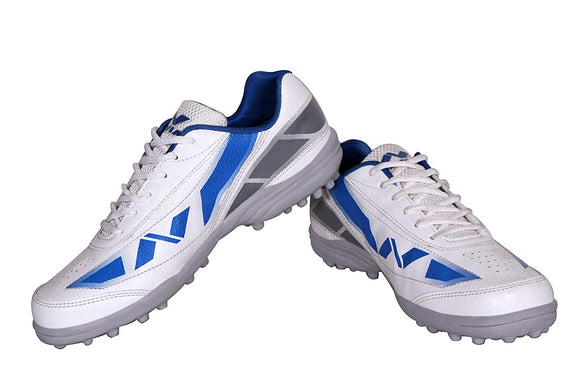 Buy Nivia Hook-1 White and Blue Cricket Shoes online at lowest price only on sppartos.com.