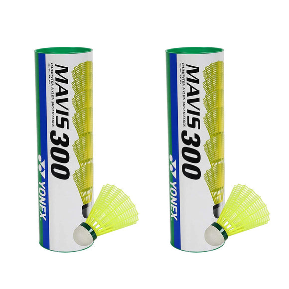 Buy Yonex Mavis 300 Nylon Badminton Shuttlecock (Pack of 2 Cans, Yellow) online at lowest price only on Sppartos.com.
