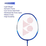 Yonex ZR 100 Light Blue Color Aluminium Badminton Racket with Full Cover | Made in India