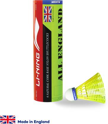 Li-Ning All England Badminton Nylon Shuttlecock - Yellow (Medium, Pack of 6)