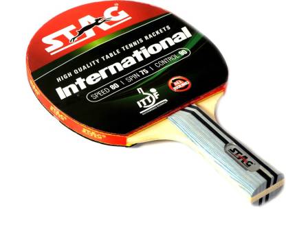 Stag International Table Tennis Racquet with wodden case | 180 grams | Intermediate | ITTF Approved Rubber | Multi- Color